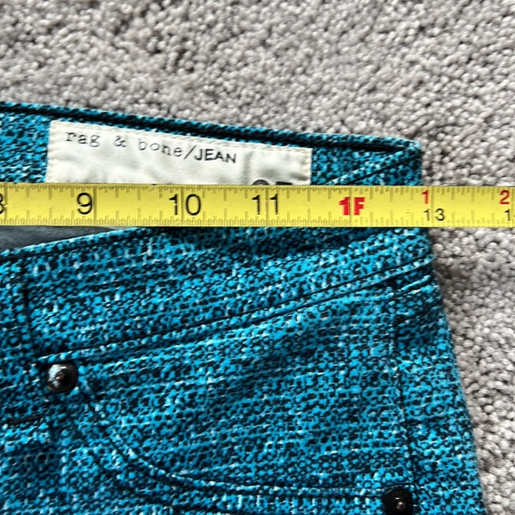 Rag & Bone Turquoise Blue Tweed Printed Leggings Jeans Pants - Picture 11 of 12